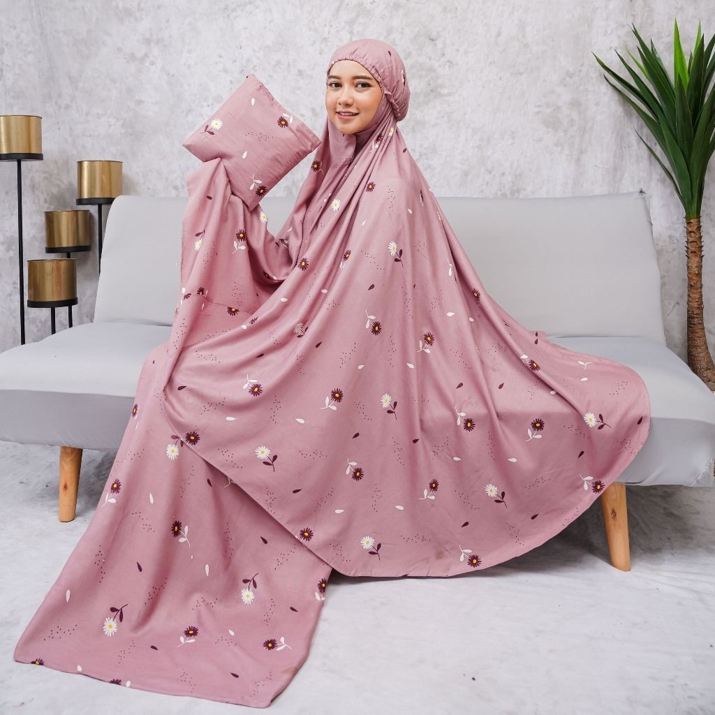 HabibieLabel - Mukena Rayon Dewasa Traveling Pouch Karet Kepala Rayon Motif Premium