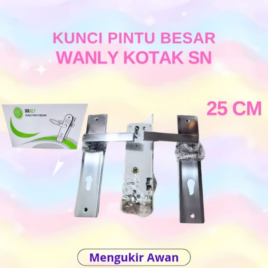 Kunci Pintu Besar / Slot Pintu Besar Wanly Kotak Silver