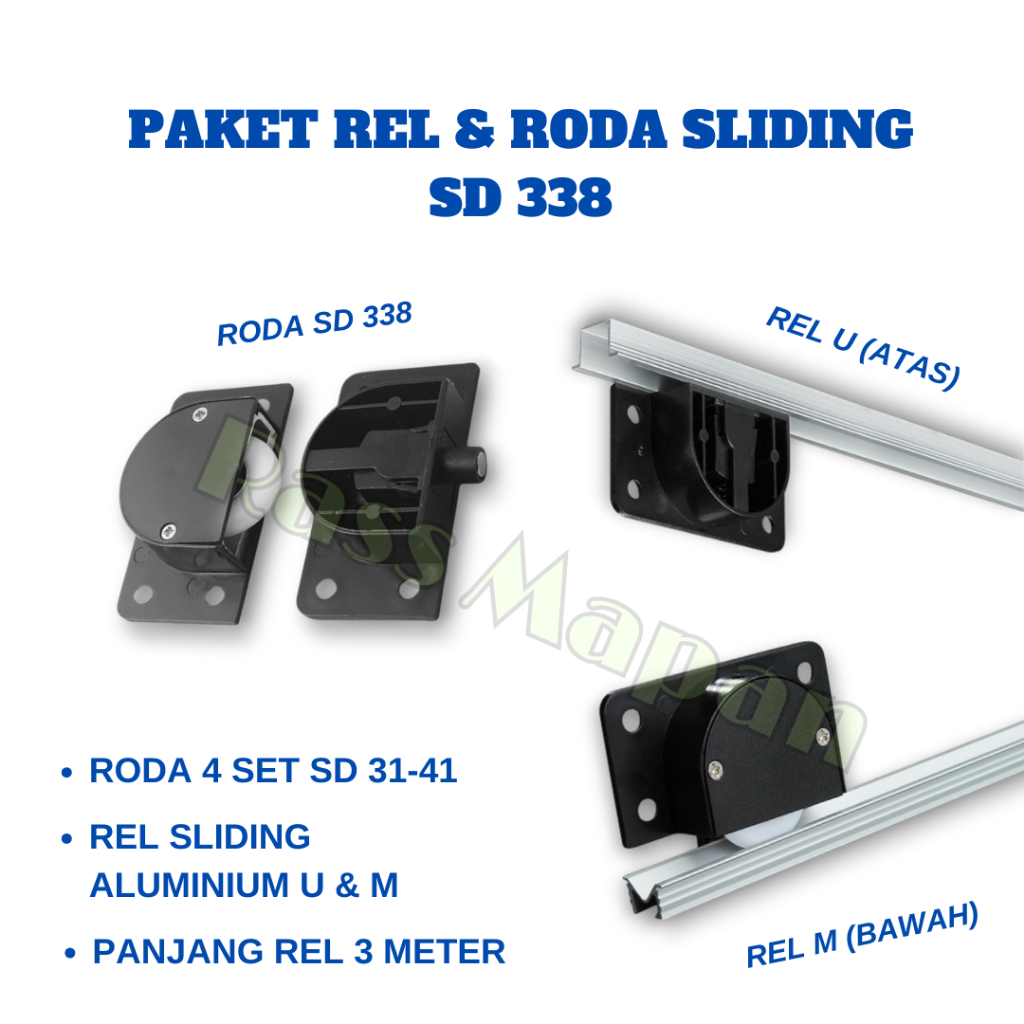Paket Rel Roda Lemari Geser Sliding Paket Rel dan Roda Lemari Sliding TYPE SD 338