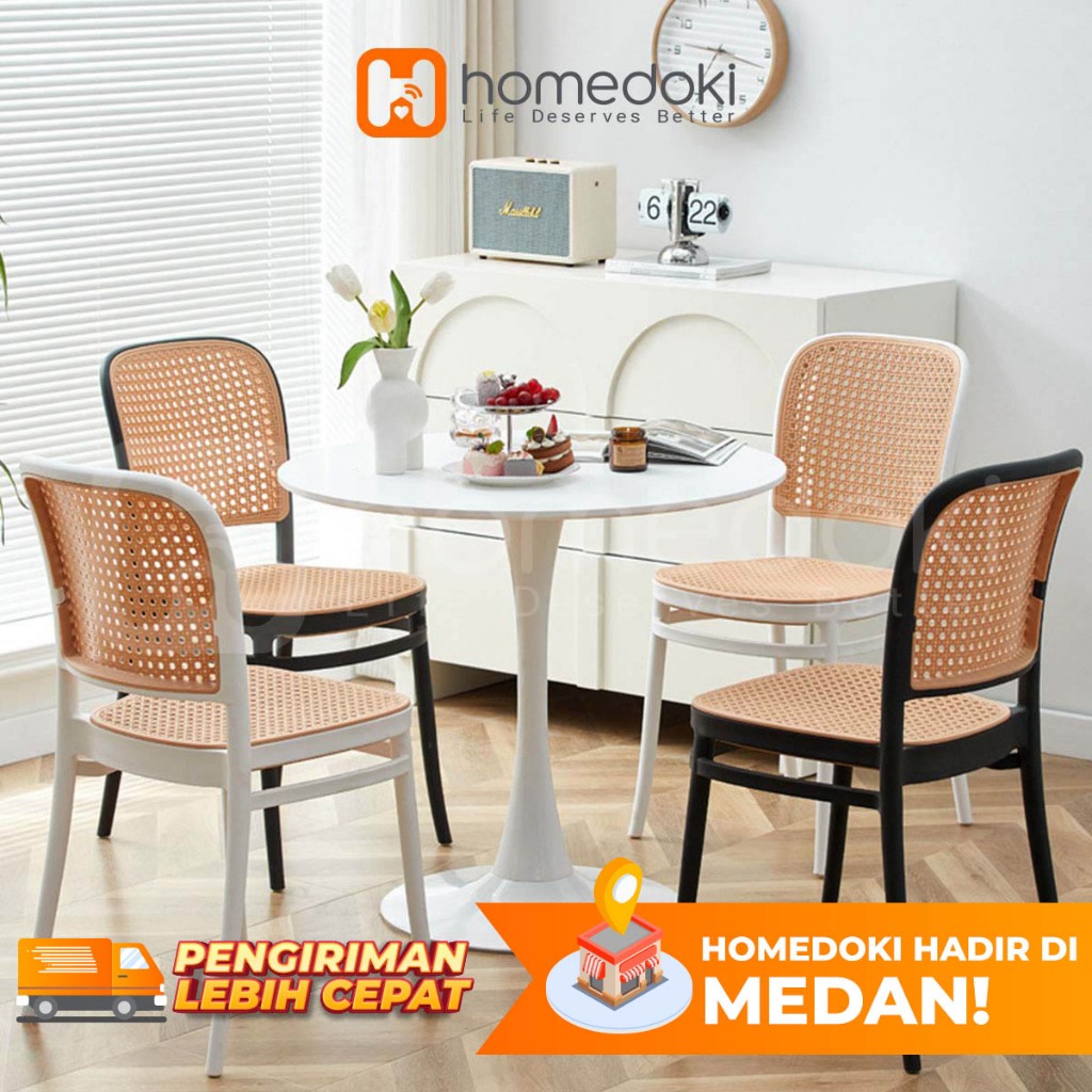 Homedoki Kursi Plastik / Kursi Makan / Kursi Kopi / Kursi Teras / Kursi Kopi Outdoor / Kursi Teras M