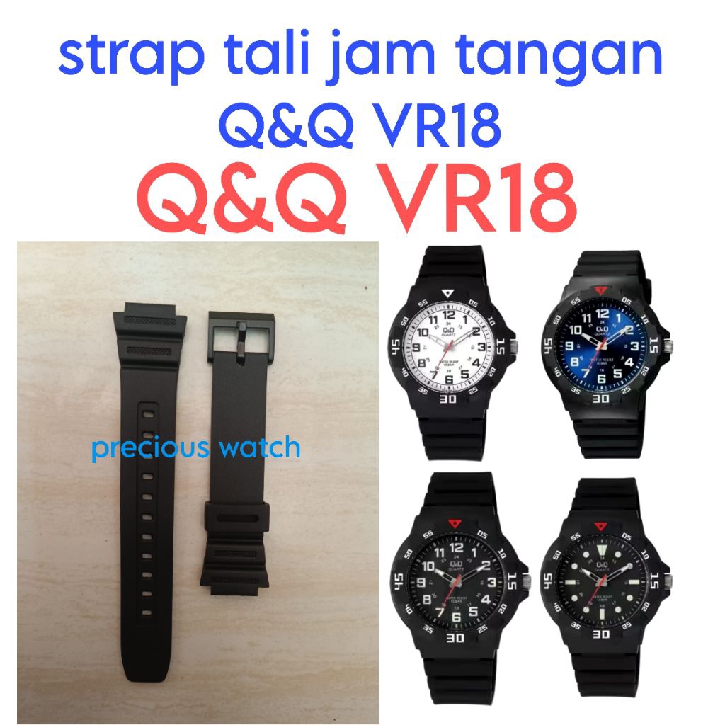 STRAP TALI JAM Q&Q VR18 TALI JAM TANGAN VR18  VR18J VR BERKUALITAS PAS DAN BS LGSG DIPAKAI KAK