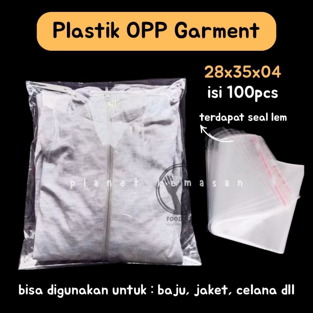 [ISI 100] Plastik OPP baju 28x35 plastik opp tebal 04 / OPP baju 28x35 isi 100 / 28x35x04