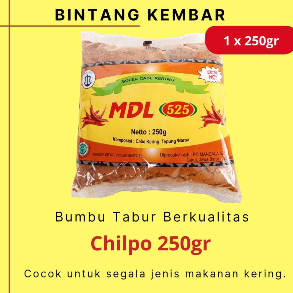 

Bumbu Tabur Instan Cabe Bubuk Chilpo Merek Mandala 525 250gr