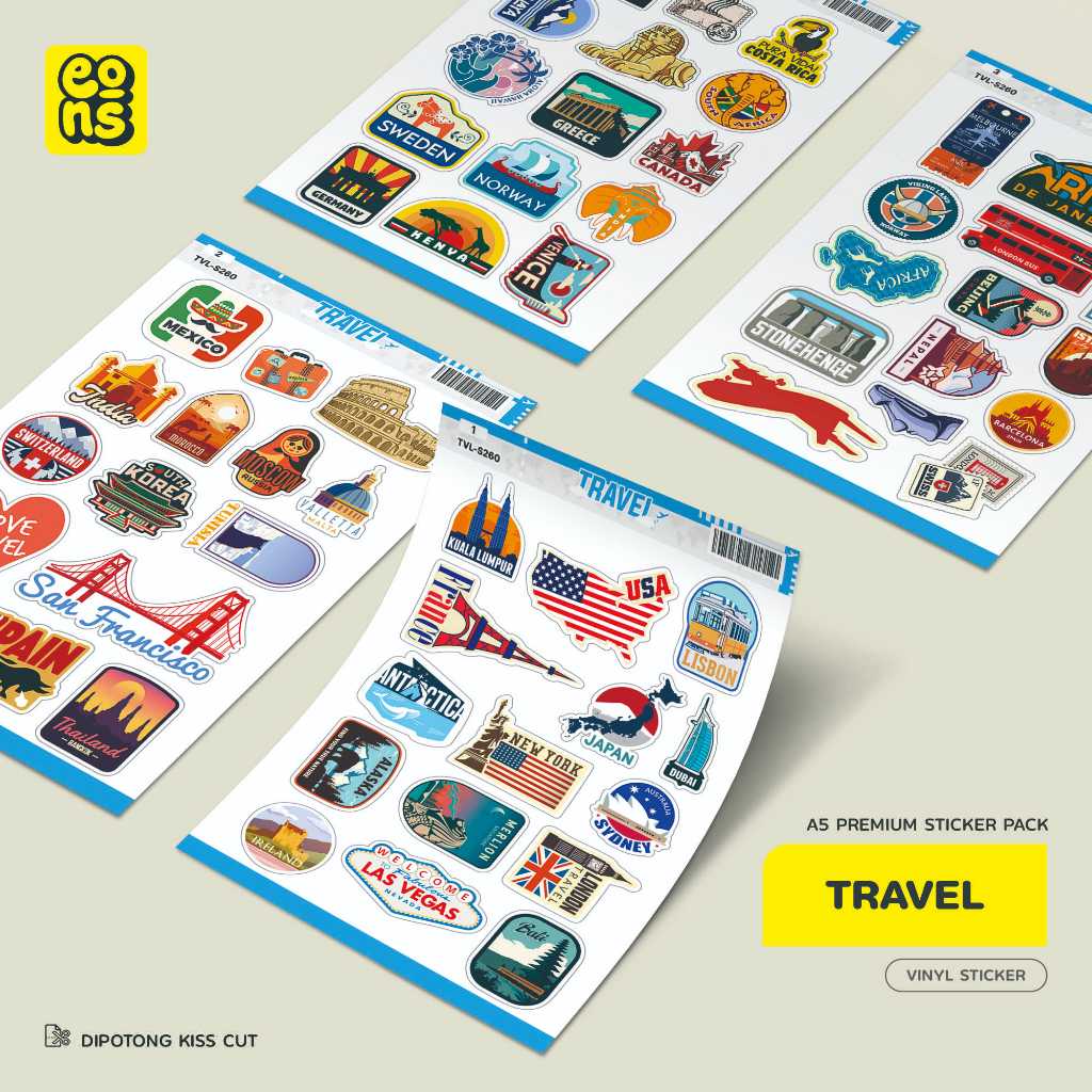 

Stiker Pack TRAVEL Waterproof Aesthetic- untuk Laptop, Motor, dan Helm - Paper Stationery