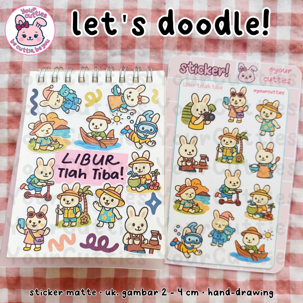 

[SHEET] STIKER LIBUR TELAH TIBA DOODLE HOLIDAY VACATION JURNAL BUJO PLANNER LUCU MURAH