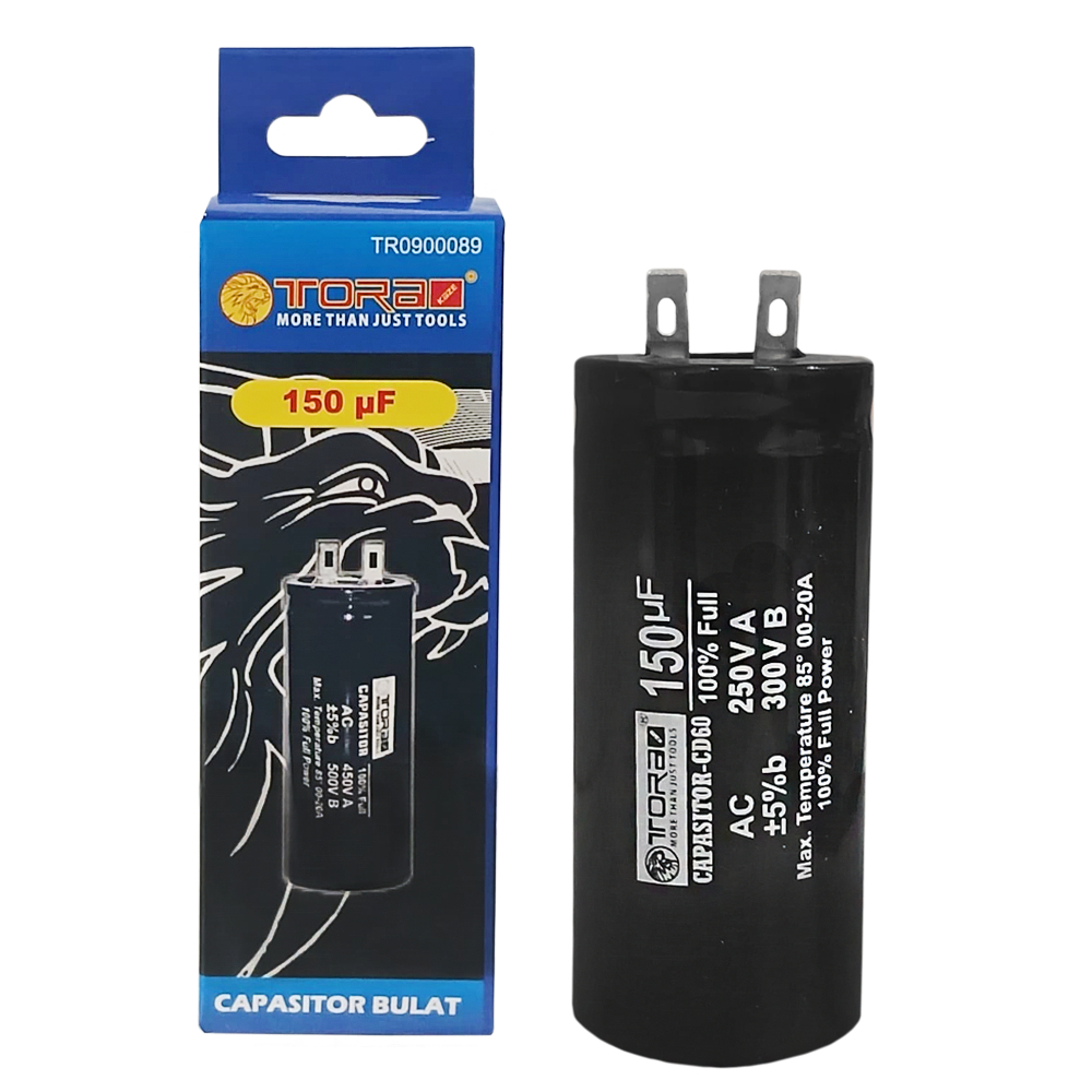 TORA Kapasitor CD60 Bulat Hitam 150 uF - Capasitor CD60 Star Black