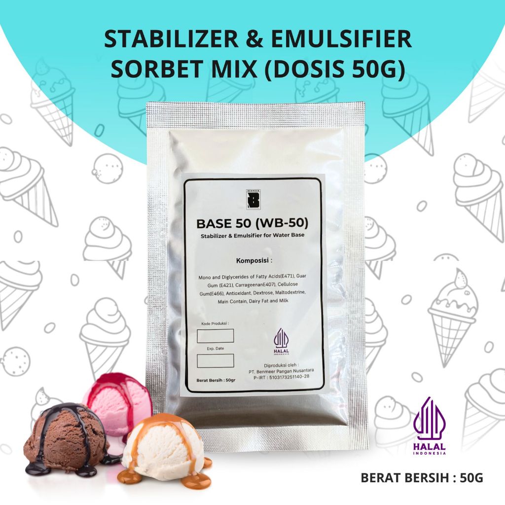 

Base 50 (stabilizer) untuk Sorbet/sorbetto, Halal