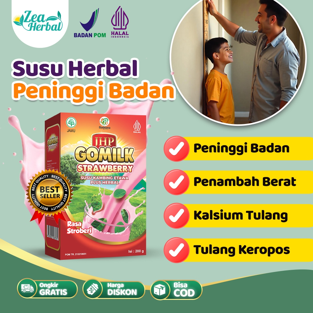 

Gomilk Susu Kambing Etawa Plus Herbal Varian Cokelat Strawberry Original 200g