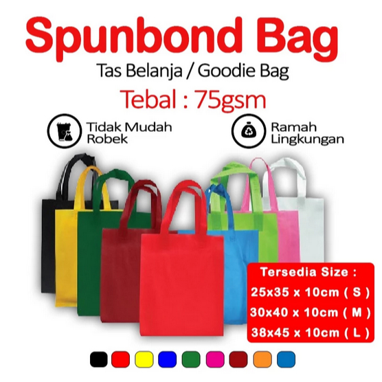 

Spunbond Bag Tas Belanja Model Tali Handle Kantong Kain / Spun Bond Goodie Bag Tas Blanja Hendel Tali Tempat Wadah Barang Souvenir Ulang Tahun Acara Lamaran Nikahan