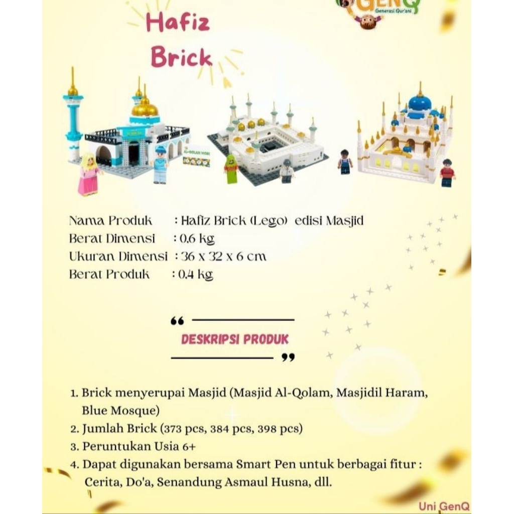 hafiz Brick Masjid/Lego masjid /mainan anak/mainan edukatif