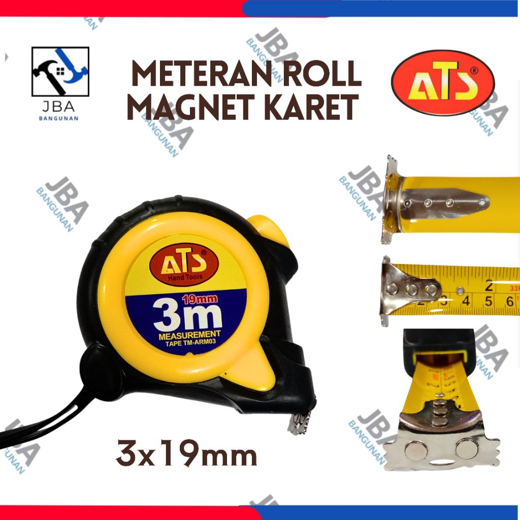 METERAN ROL MAGNET KARET 3M  ATS / Meteran Roll ATS /Meteran Auto Lock Rol /Materan 3meter