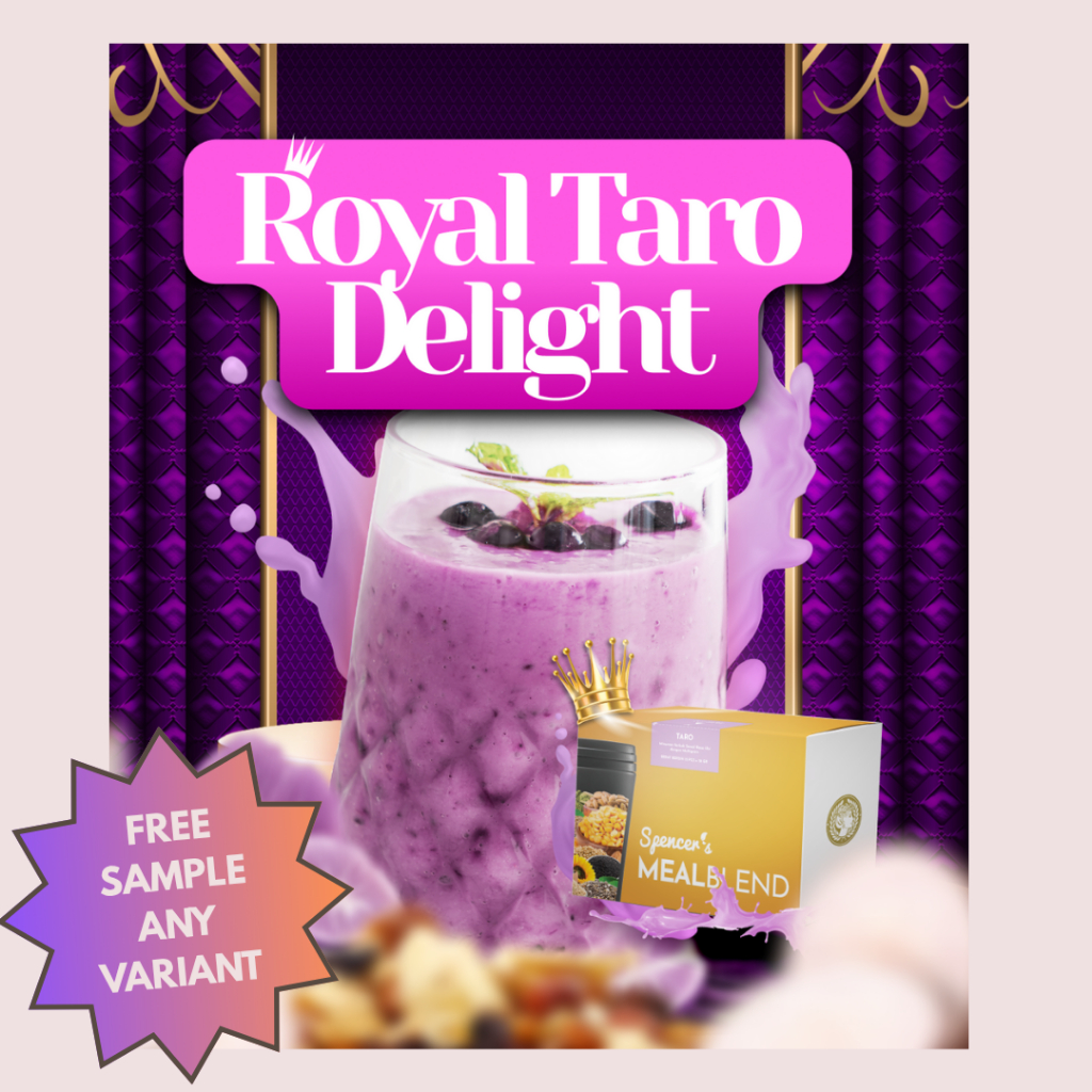 

SPENCER’S MEALBLEND - ROYAL TARO DELIGHT - FREE SAMPLE! - MINUMAN BERSERAT TINGGI FIBER, NO SUGAR, RENDAH KALORI, HIGH PROTEIN UNTUK HEALTHY LIFESTYLE MAN AND WOMAN