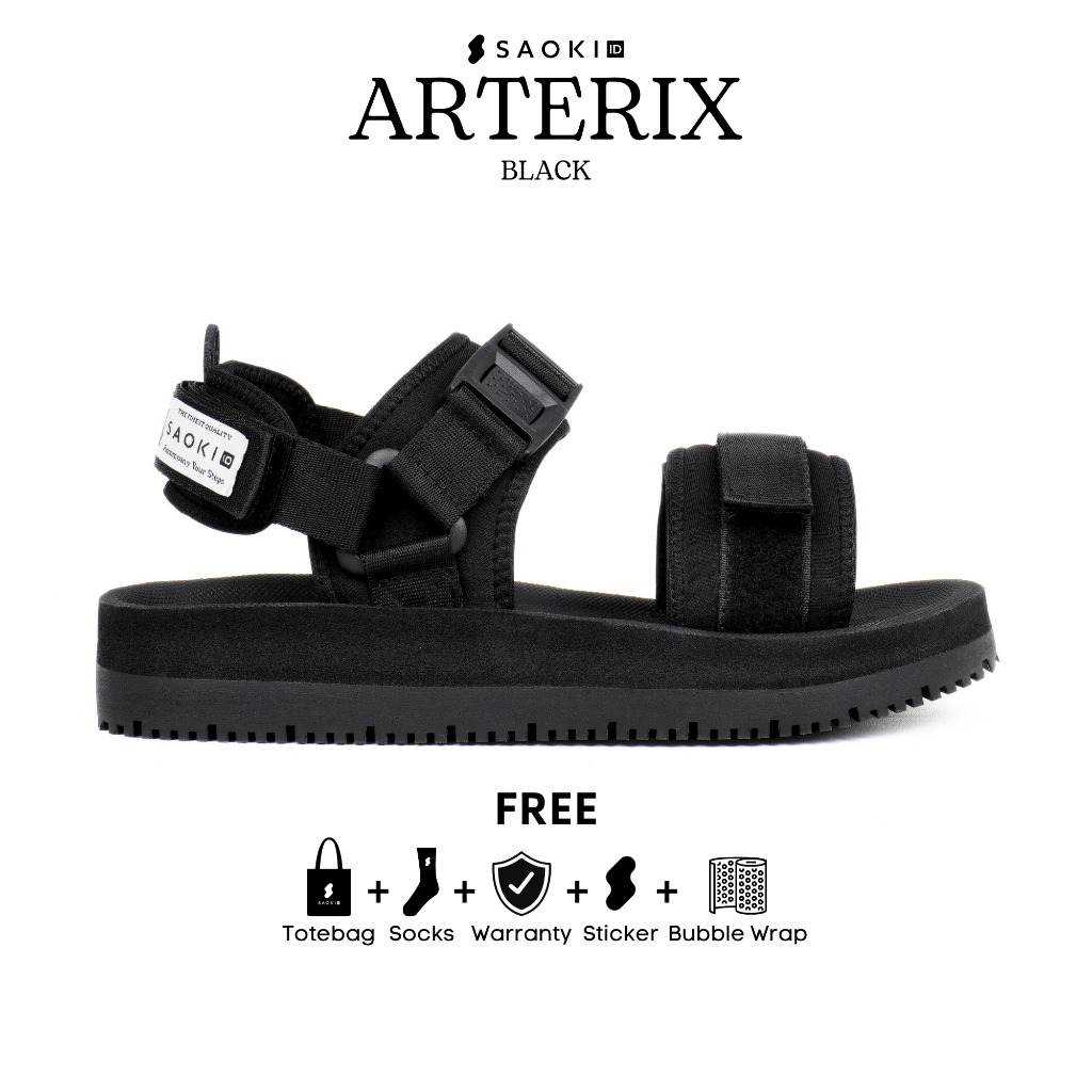 SAOKI - Sandal Slop Pria Wanita Traveling Sendal Casual Slip On Slide Arterix Black