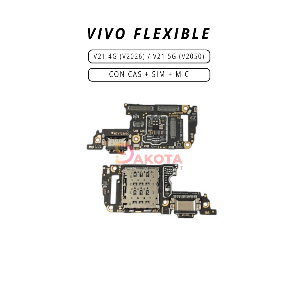 FLEXIBLE CON CAS + SIM + MIC VIVO V21 4G (V2026) / V21 5G (V2050) ORI