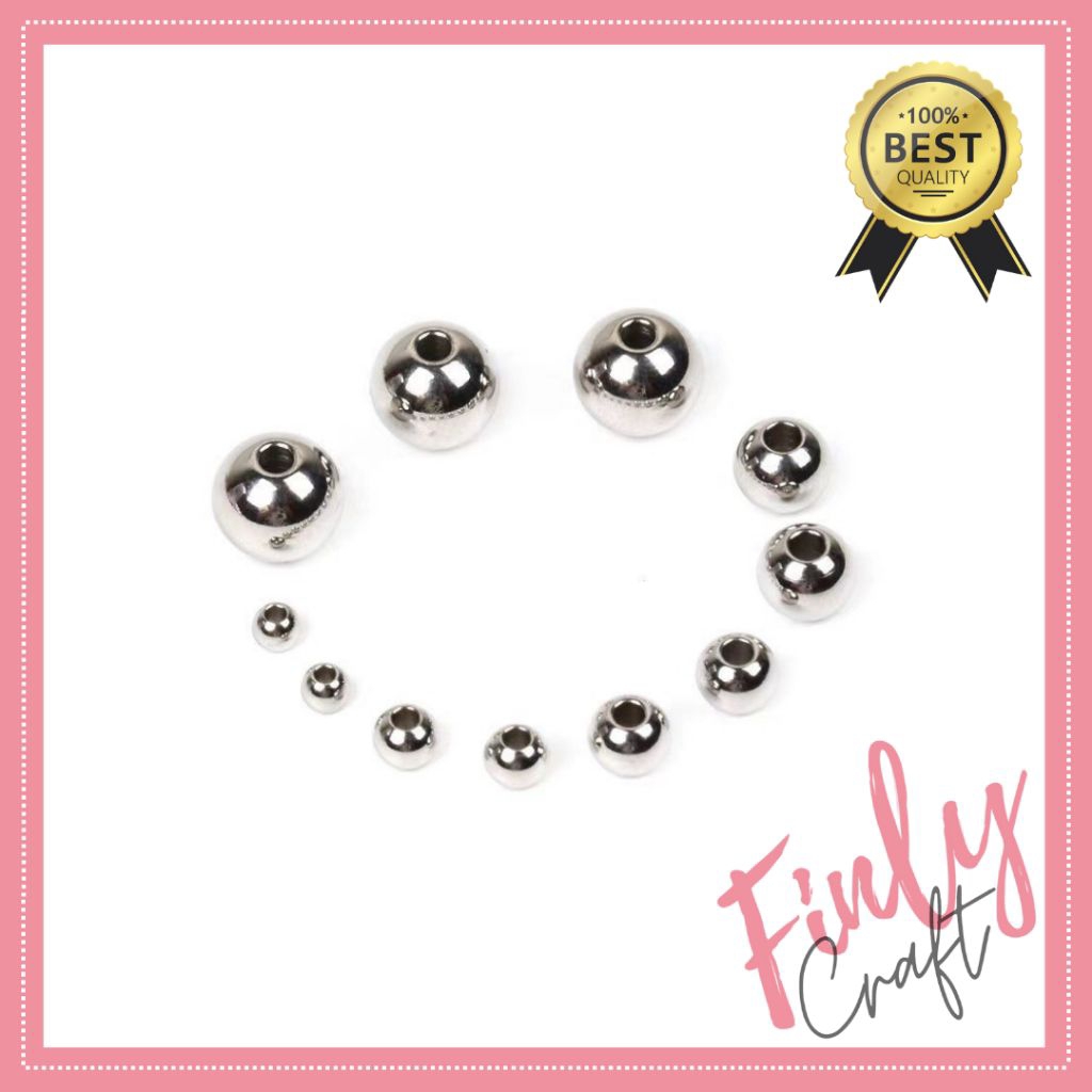 20 pcs Beads Spacer beads stainless Manik spacer manik besi bulat anti karat