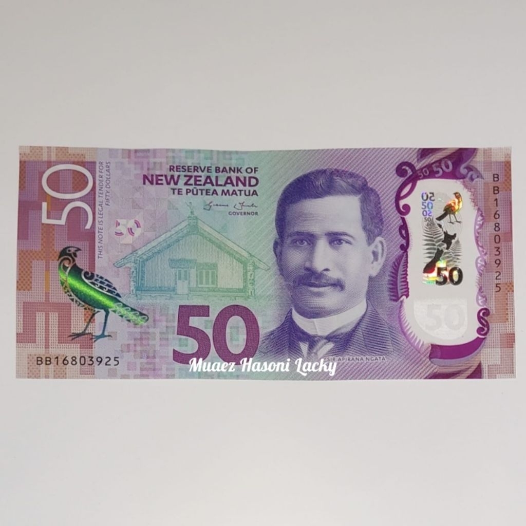 New Zealand Dolar Uang Asing Kuno 50 Dolar Polymer