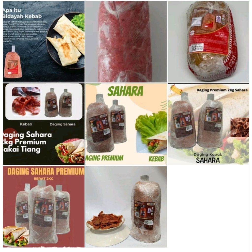 

daging kebab merk sahara dan bidayah berat 2 kg 1 kg dan 500 g