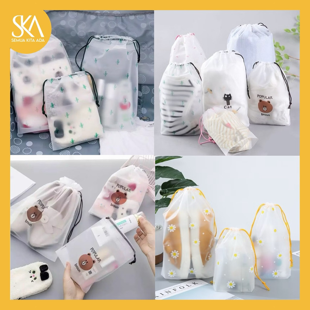 Organizer Pouch Traveling Bag Plastik Tas Serut Tempat Penyimpan Alat Mandi Make Up Waterproof Serba