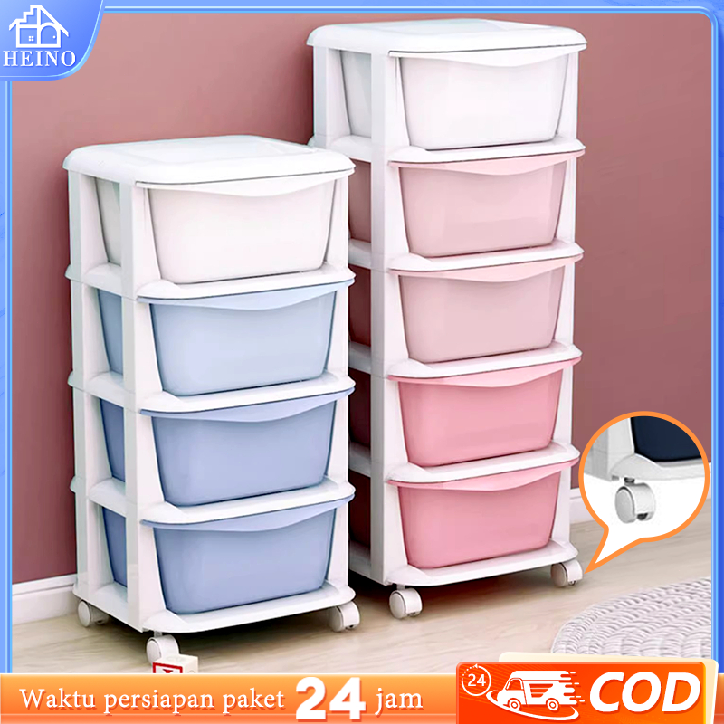 HEINO Lemari Plastik Transparan Kabinet Penyimpanan Multi-Laci Lemari Penyimpanan Multi-Fungsi Lemar