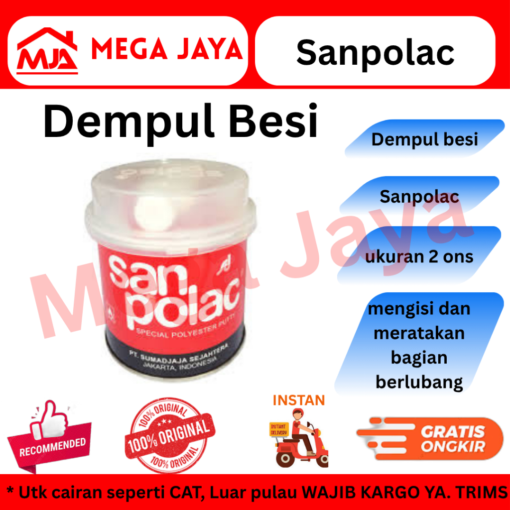 dempul sanpolac 2ons kecil dempul plastik besi kayu