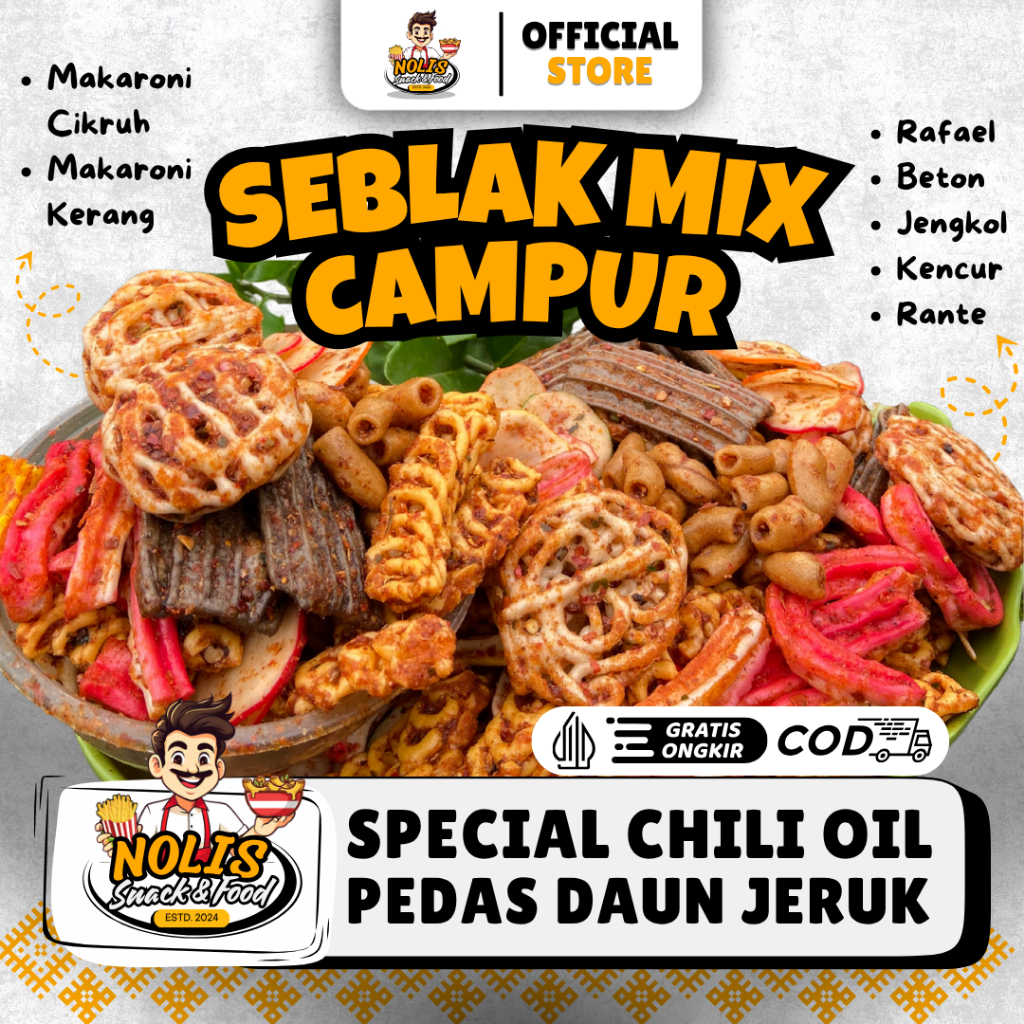 Mamam Ahahaa 1Kg Kerupuk Seblak Campur/Mix Rasa Pedas Daun Jeruk Khas Tasikmalaya // Seblak Bantat