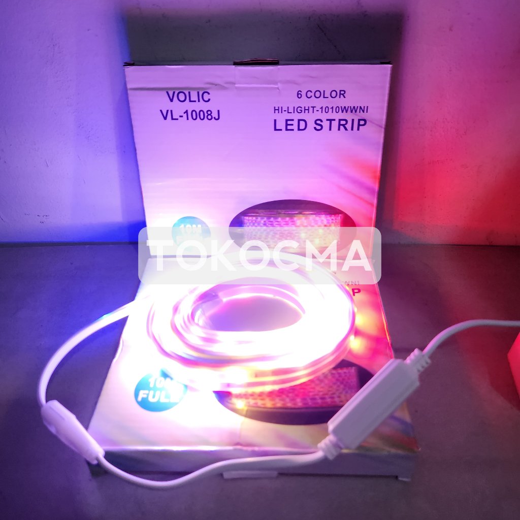 VOLIC Lampu Led Strip Selang SMD 2835 220V 10M 10Meter Warna Warni RGB Lampu Hias Indoor Outdoor