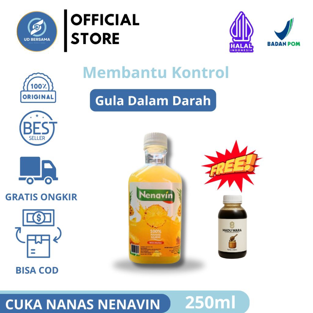 

Nenavin cuka nanas 300ml- Membantu Atasi Diabetes dan Kontrol Gula dalam darah Free Madu Wara 60mL