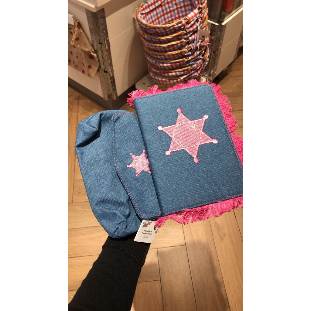 

[FLYING TIGER BY REQUEST] Jeans Cowboy Buku Tulis Tempat Pensil | Cowboy Notebook Pencil Case