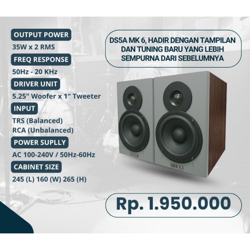 Dolphin sound ISK DS5A MK6 Speaker monitor Flat MK VI / DS 5A MK6 / DS5 A MK-6