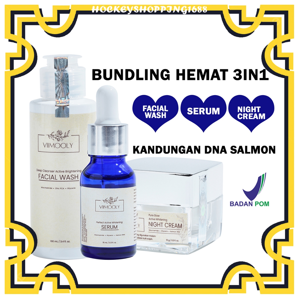 HS [ PAKETAN ] VIIMOOLY - PAKETAN DNA SALMON WHITENING SKIN SERIES 3IN1 NIGHT CREAM SERUM & FACIAL W