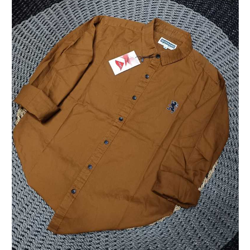 Kemeja Slim Tangan Panjang 3D GIORDANO Pria Polos / Kemeja Slim Casual Santai Pria / Kemeja Catton A