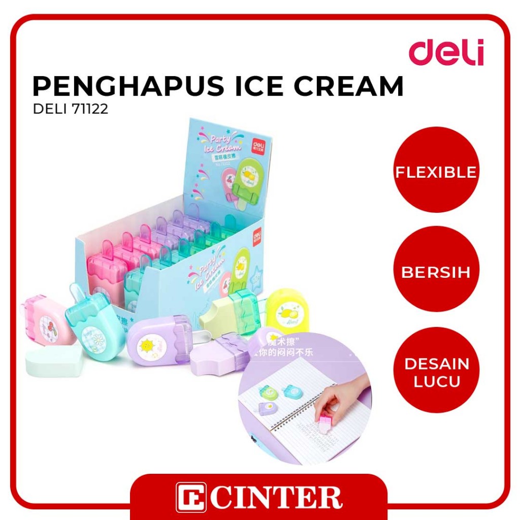 

DELI - PENHAPUS PENSIL BENTUK ICE CREAM / KARET KOREKSI / ERASER 71122 BENTUK PERMEN