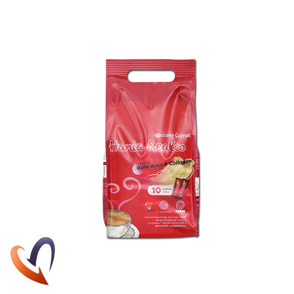 

Hania Realco Ginseng Coffee HNI Original Kopi Gula Aren dan Kolagen Isi 10 Sachet