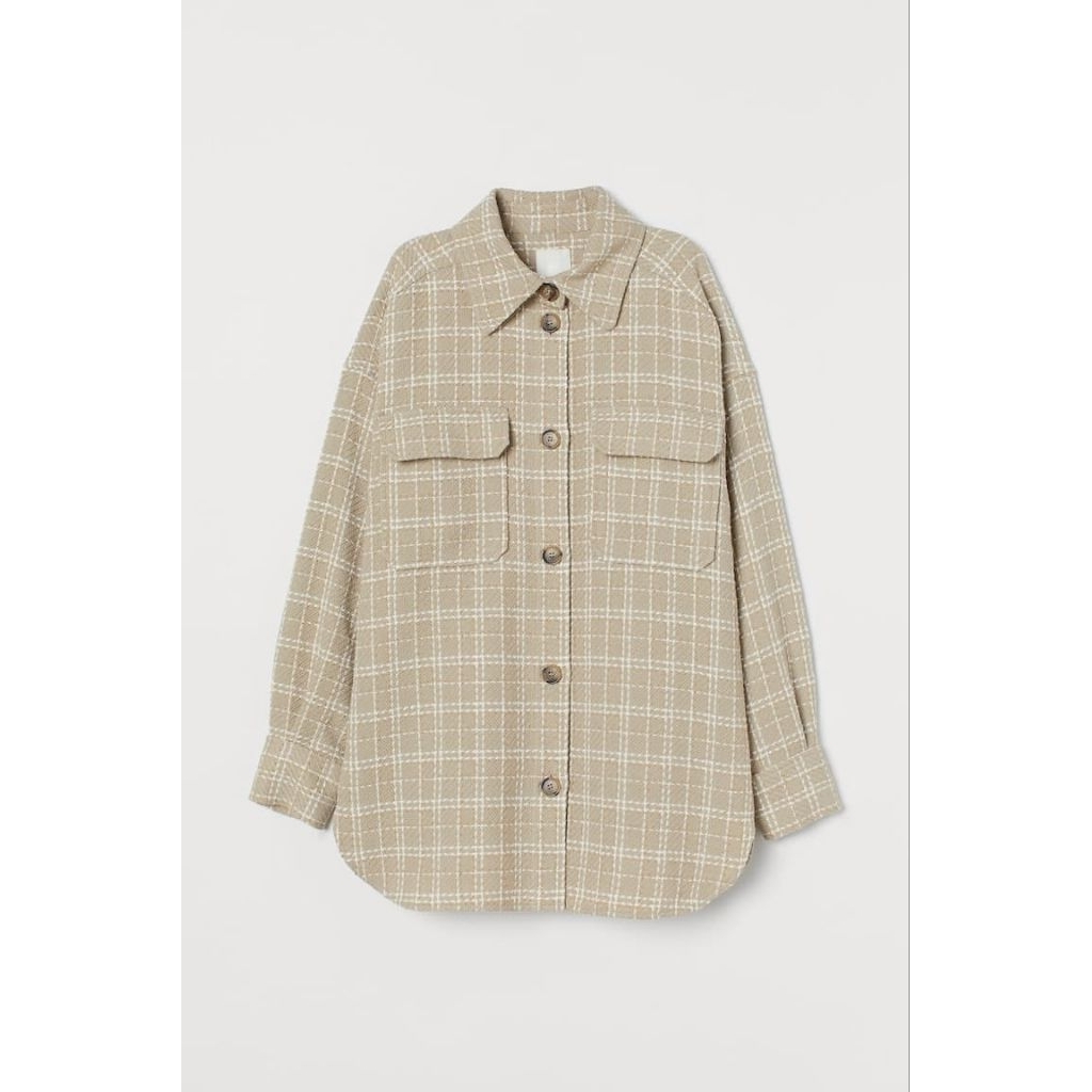 Kemeja jaket kotak kotak pria wanita musim semi dan musim gugur desain gaya malas jepang wol kelas a