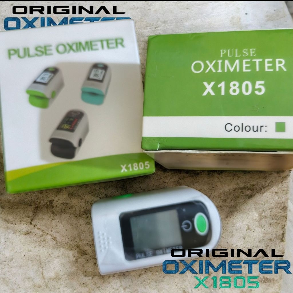 Reydokurniawan Original Oximeter X1805 Oxymeter Pulse Fingertip Saturasi Oksigen Free Batre