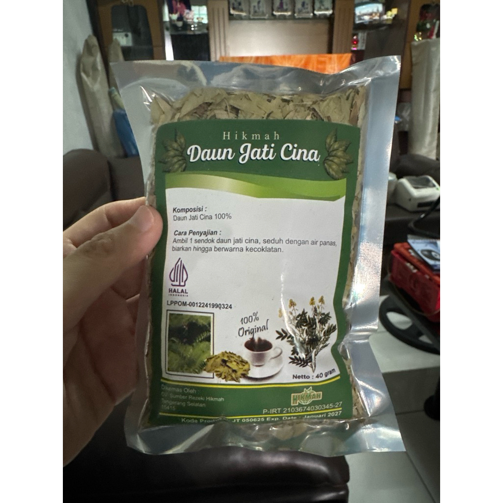 

(BISA COD) HIKMAH Teh Daun Jati Cina / Teh Daun Jati Cina Hikmah 40 gr / Teh Diet / Teh Pelangsing / Teh Peluntur lemak