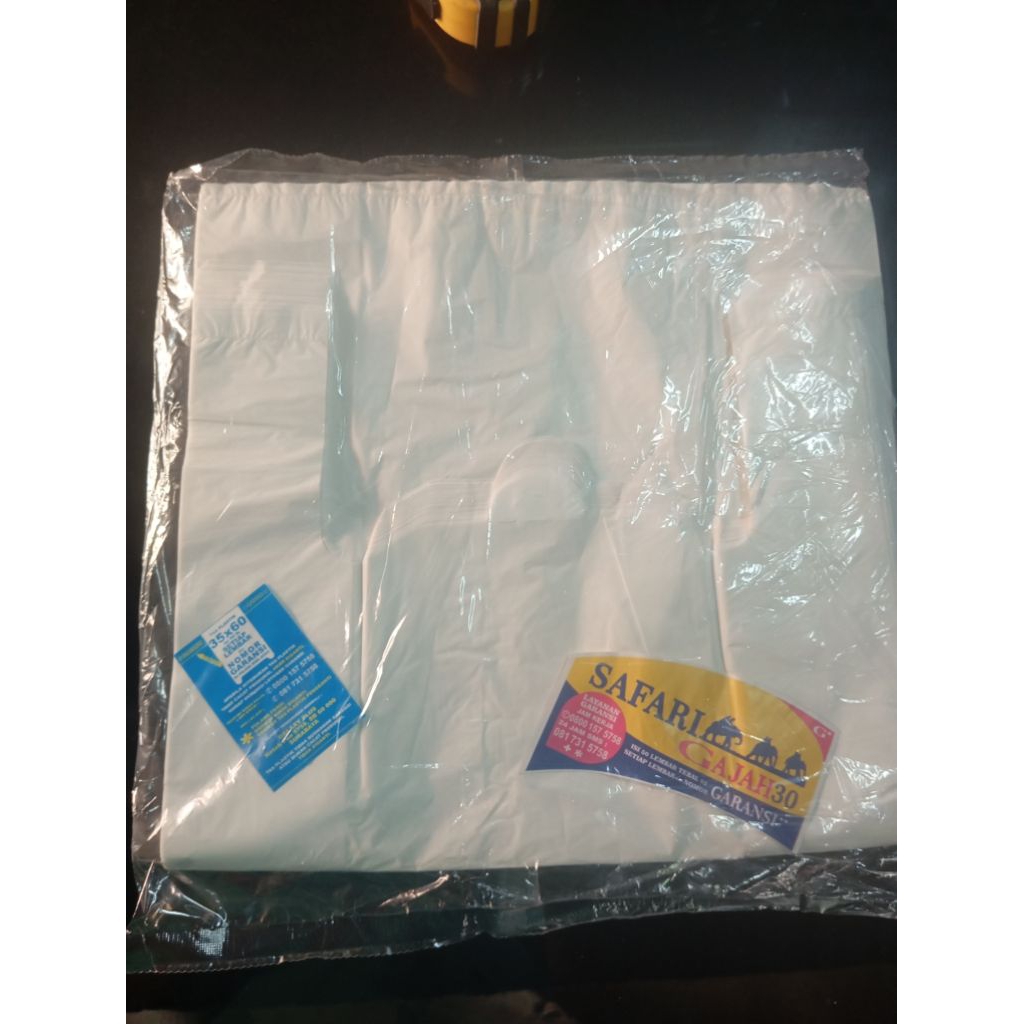 kantong plastik kresek 35x60x03tebal putih susu