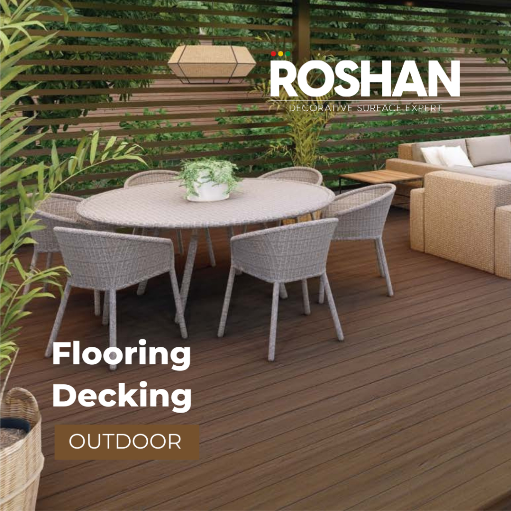 ROSHAN Decking WPC Outdoor Decking Kayu Lantai Kolam Renang Motif Serat Kayu