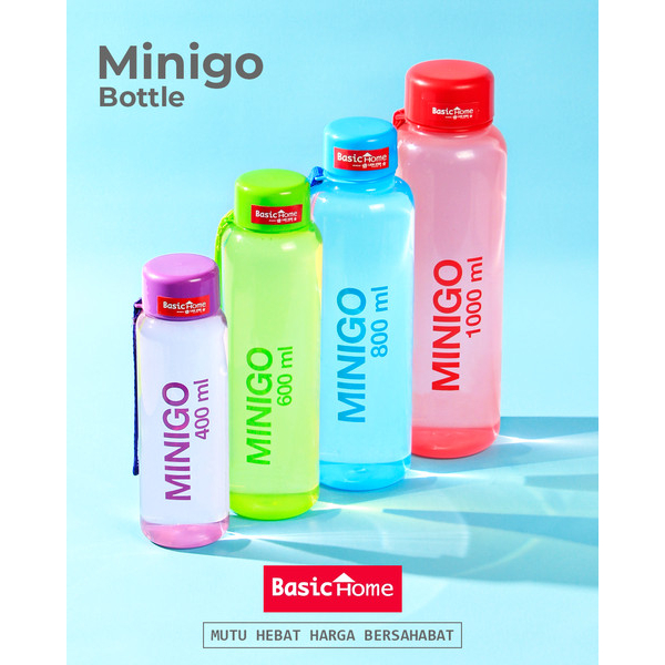 BOTOL MINUM MINIGO 400ML / BOTOL MINUM MINIGO 1000ML BASIC HOME / BOTOL MINUM MINIGO 600ML / BOTOL M