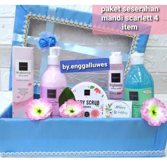 PAKET SESERAHAN MANDI SCARLETT/PAKET HANTARAN SCARLETT Original free box/FACIAL WASH DI GANTI TONER