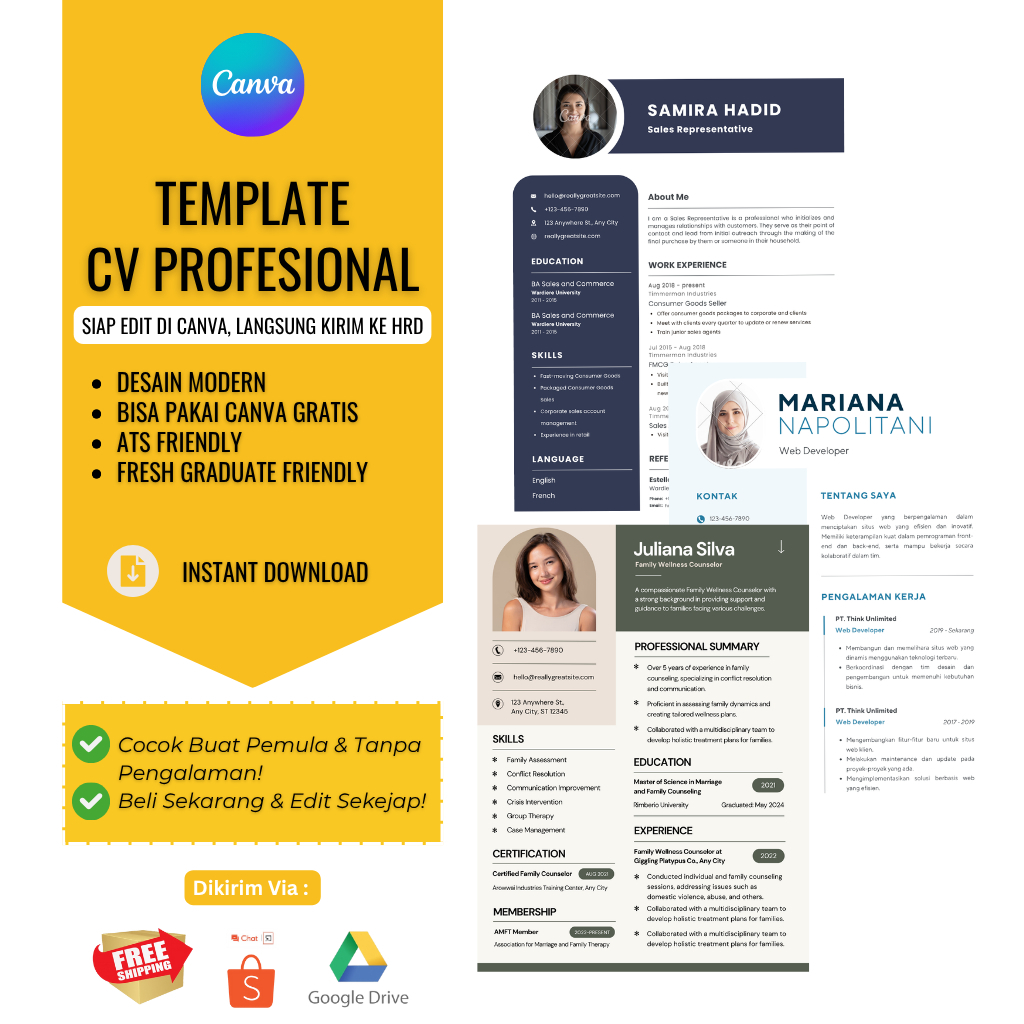 Template cv ats | template cv canva profesional | Desain CV Menarik Ats Friendly | Curriculum Vitae