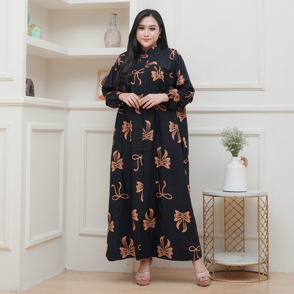 (cod)Gamis Rayon premium jumbo terbaru 2025 realpick Resleting depan Busui frenly ibu hamil Ld 120 P