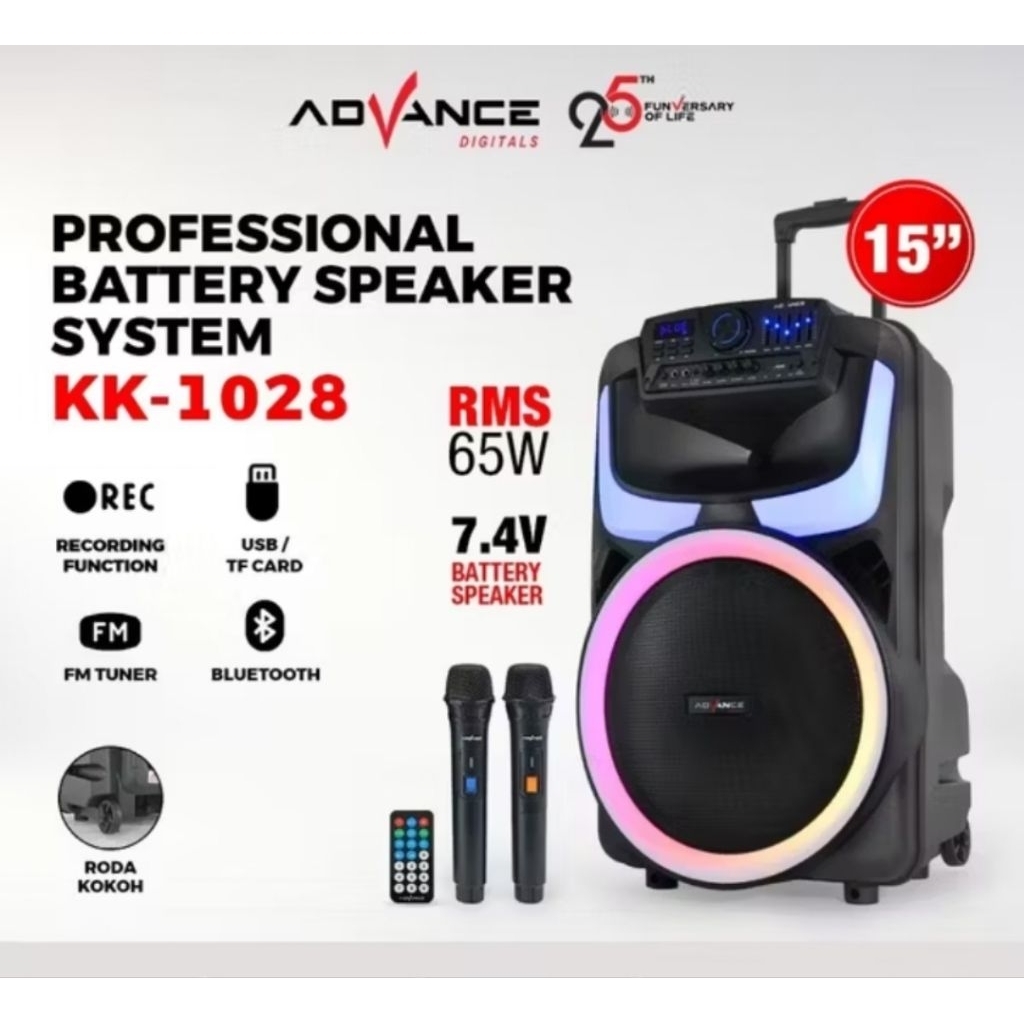 Speaker Bluetooth Advance 15 inch KK1028 Mic wireless