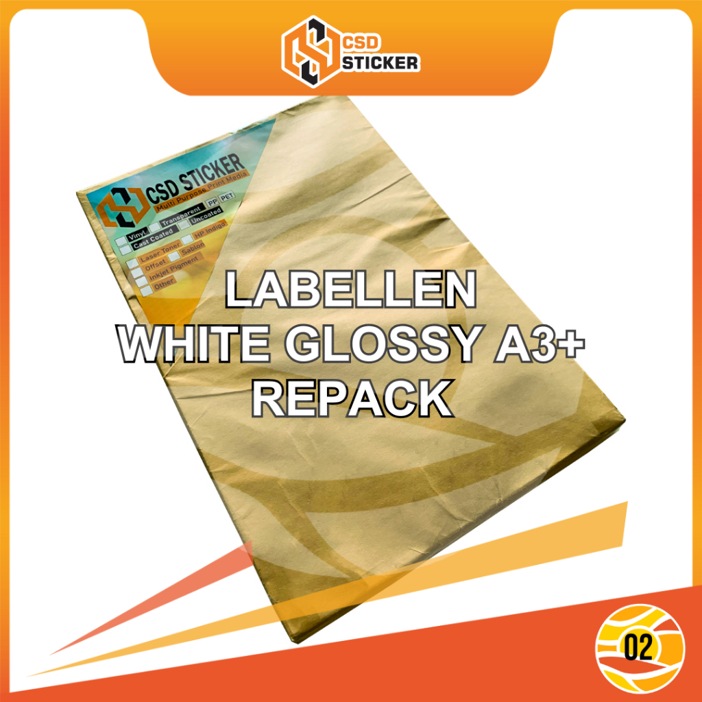

LABELLEN Sticker Vinyl PP Film Stiker Digital Print Laser Toner A3+ Repack 25 lembar