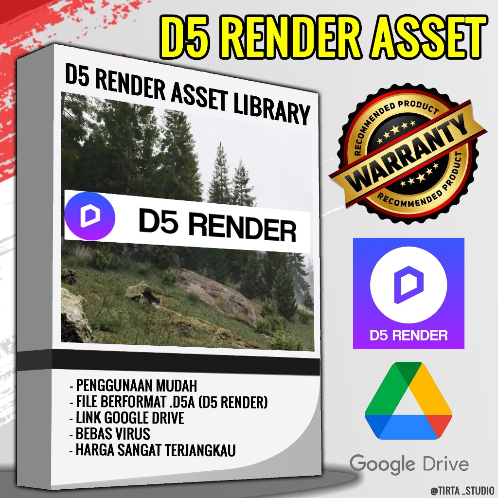 D5 Render Asset Library Maxtree 1-90 310gb++ dan Material PBR + Video Instalasi Asset