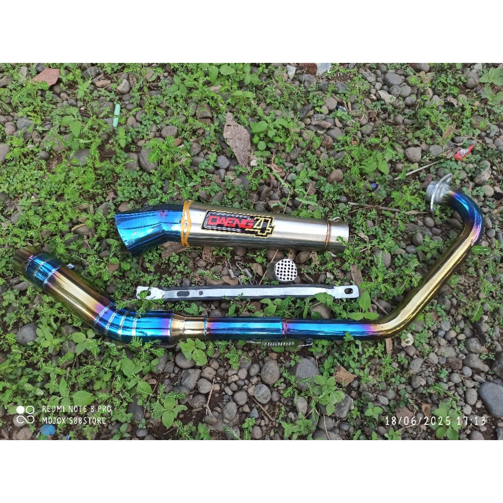PAKET KOMPLI... knalpot motor vixion old & new daeng sai4 buntut diamond (segi6)leher blue moon  inl