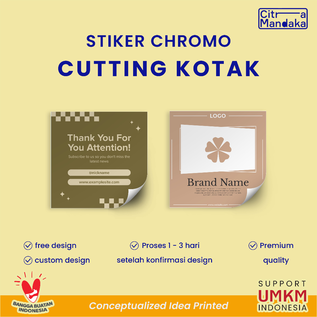 

Cetak Stiker Chromo Custom | Label Makanan Logo Usaha Cutting Kotak Free Design