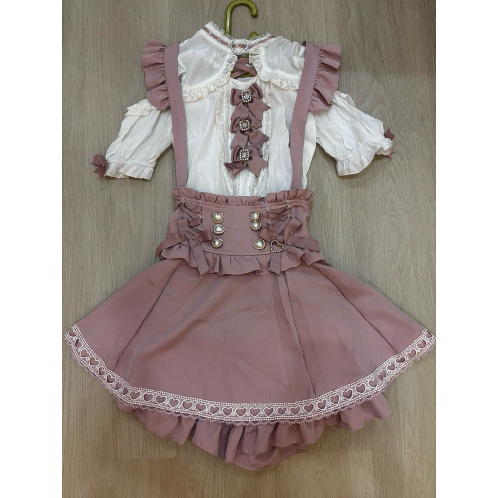 [ READY STOCK ] Ryousangata set Lizlisa Dupe Blouse Skirt Jsk Pink White bukan Jirai Kei bukan Lolit