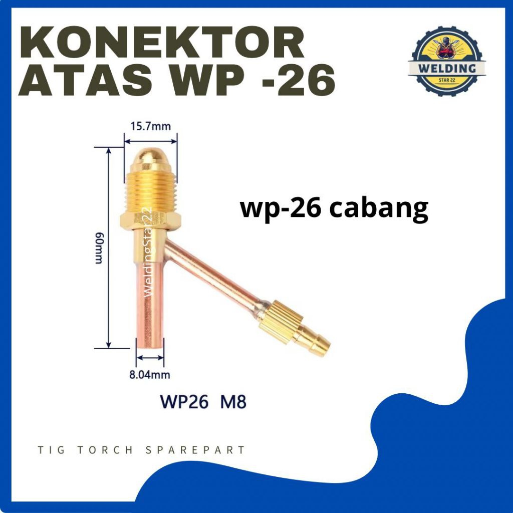Konektor Tig Torch WP-26V Conector WP26 Cabang Tig Torch Las Argon Sperpart