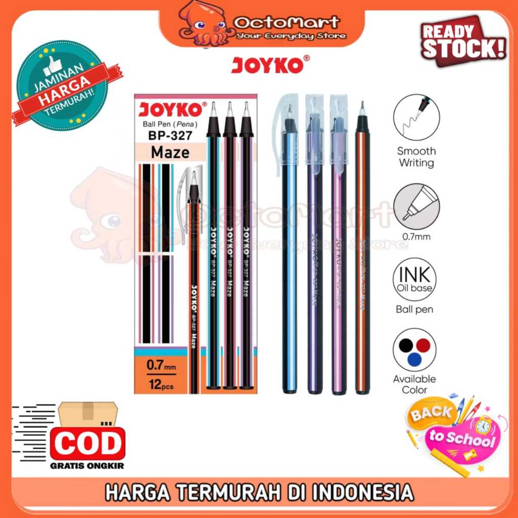 

Pulpen MAZE JOYKO BP-327 0.7 mm 1 Kotak isi 12 pcs Ball Pen Hitam